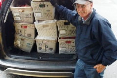 Wellesley Square Steward Mark Lester gets ready to deliver collected food to the local pantry