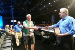 Executive Vice President Kevin Flaherty accepts First Place for his Branch #34 CLAN article on Promoting Unionism.