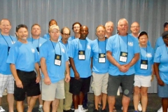 he Branch #34 delegation, all automatic contributors to the NALC's Letter Carrier Political Fund (LCPF) wore their blue LCPF shirts on the fourth day of the convention.