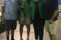 Mark Wentzell is congratulated by Braintree Union Steward, Vice President Bernadette Romans, and Retired Weymouth Letter Carrier Eddie Welch.